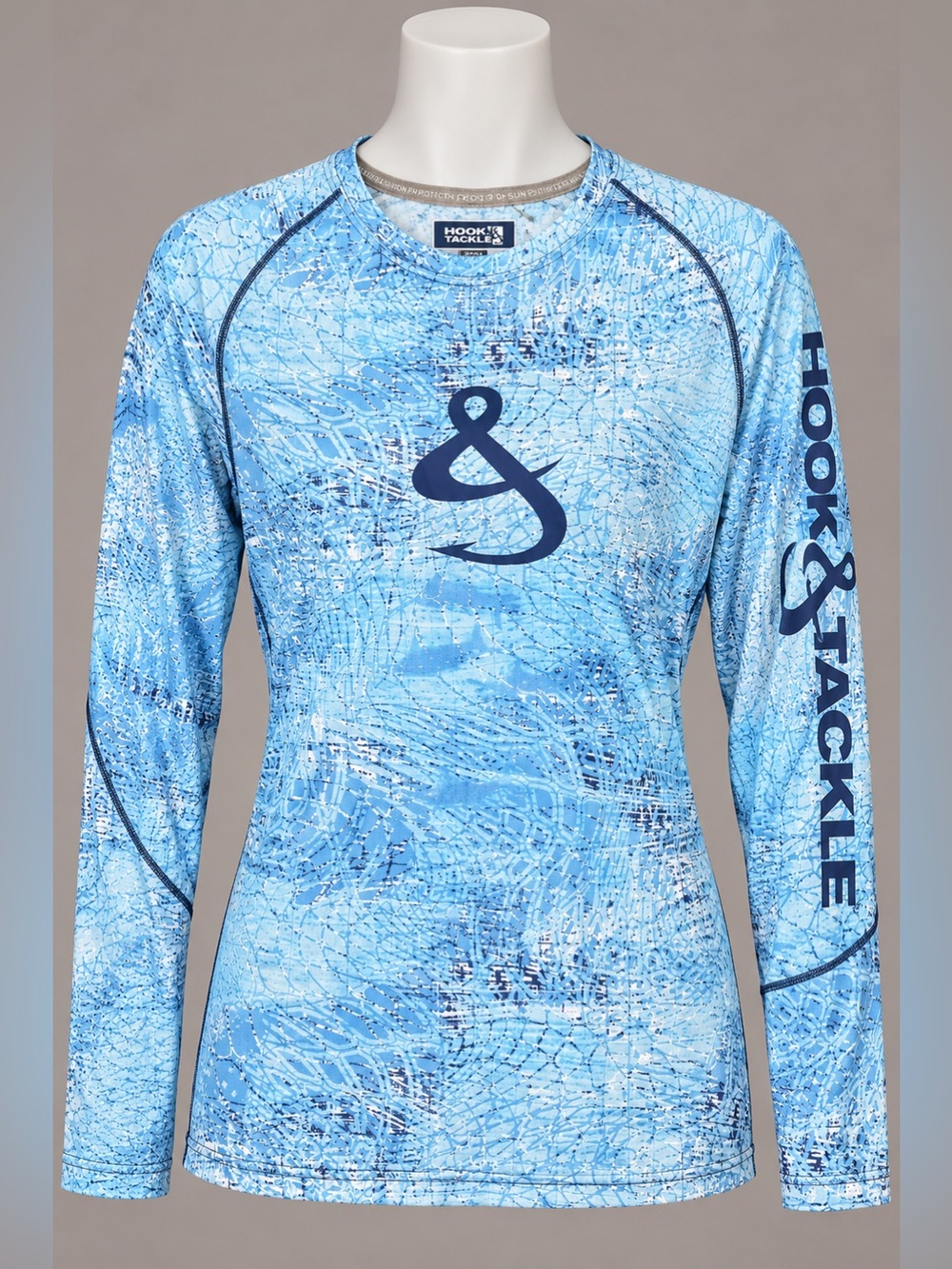 Hook & Tackle UPF 50+ Fishing Shirt Blue Abstract Print Small